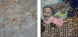 Can you see it? Polly Grip, MFA Thesis: 4 of 14. Faces/Images seen in stone. Colored pencil, acrylic paint and ink.
